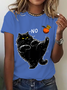 Casual Cat Crew Neck Short Sleeve T-shirt
