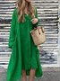 Women Plain Spring/Fall Dress Shirt Collar Long Sleeve Shirt Dress A-Line Dress