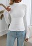 Casual Plain Mock Neck Long Sleeve T-shirt