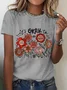 Casual Floral Crew Neck Short Sleeve T-shirt