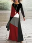 Women Geometric Spring/Fall Dress Crew Neck Long Sleeve A-Line Dress