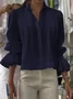 Shirt Collar Long Sleeve Plain Regular Regular Fit Shirt For Women
