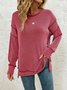 Casual Crew Neck Plain Sweatshirt