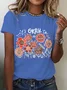 Casual Floral Crew Neck Short Sleeve T-shirt