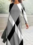 Women Striped Spring/Fall Dress Crew Neck Long Sleeve A-Line Dress