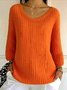 Women Cotton Plain Long Sleeve Comfy Casual Sweater