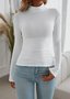 Casual Plain Mock Neck Long Sleeve T-shirt
