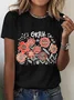 Casual Floral Crew Neck Short Sleeve T-shirt