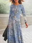 Women Floral Spring/Fall Dress Crew Neck Long Sleeve A-Line Dress