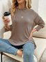 Casual Crew Neck Plain Sweatshirt