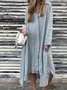 Women Plain Spring/Fall Dress Shirt Collar Long Sleeve Shirt Dress A-Line Dress