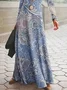 Women Floral Spring/Fall Dress Crew Neck Long Sleeve A-Line Dress