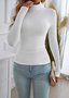Casual Plain Mock Neck Long Sleeve T-shirt