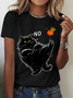 Casual Cat Crew Neck Short Sleeve T-shirt