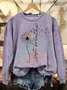 Women's Just Breathe Dandelion Print Casual Crew Neck Sweatshirt