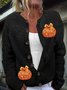 Women Knitted Pumpkin Pattern Long Sleeve Comfy Vintage Cardigan