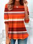 Vintage Striped Crew Neck Long Sleeve T-shirt