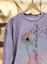 Women's Just Breathe Dandelion Print Casual Crew Neck Sweatshirt