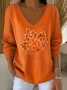 Women Maple Leaf Retro Ethnic Print Long Sleeve Comfy Casual Sweater