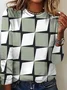 Vintage Crew Neck Geometric Sweatshirt
