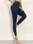 Women Plain Casual All Season Split Joint Long Leggings