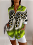 V Neck Long Sleeve Abstract Graphic Regular Micro-Elasticity Regular Fit Shirt For Women