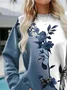Casual Crew Neck Floral Sweatshirt Printing