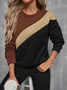 Casual Crew Neck Multicolor Block Sweatshirt Printing