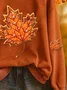 Women Vintage Maple Leaf Print Crew Neck Comfy Sweatshirt
