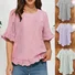 Crew Neck Short Sleeve Striped Regular Micro-Elasticity Regular Fit Shirt For Women