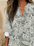 Shawl Collar Half Sleeve Floral Regular Loose Blouse For Women