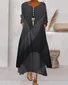 Women Striped Summer Dress Crew Neck Long Sleeve Shirt Dress A-Line Dress