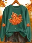 Women Vintage Maple Leaf Print Crew Neck Comfy Sweatshirt