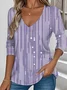 Vintage Striped V Neck Long Sleeve T-shirt