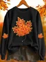 Women Vintage Maple Leaf Print Crew Neck Comfy Sweatshirt