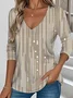 Vintage Striped V Neck Long Sleeve T-shirt