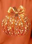 Vintage Halloween Pumpkin Print Crew Neck Short Sleeve T-shirt