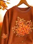Women Vintage Maple Leaf Print Crew Neck Comfy Sweatshirt