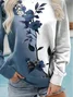 Casual Crew Neck Floral Sweatshirt Printing