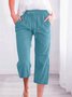Women Plain Capris Pants Casual Summer Trousers