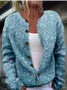 Women Knitted 3D Sequin Printing Long Sleeve Comfy Vintage Cardigan