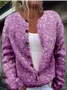Women Knitted 3D Sequin Printing Long Sleeve Comfy Vintage Cardigan