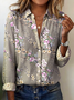 Shirt Collar Long Sleeve Floral Regular Loose Shirt For Women