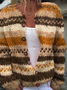 Women Wool/Knitting Striped Long Sleeve Comfy Casual Cardigan