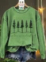 Vintage Crew Neck Christmas Tree Art Print Sweatshirt