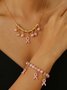 Breast Marker Real Gold Electroplated Pink Ribbon Women's Health Pearl Bracelet Necklace Set Ins Shambhala Jewelry