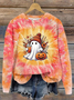 Halloween Cute Ghost Art Pattern Casual Crew Neck Sweatshirt
