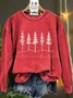 Vintage Crew Neck Christmas Tree Art Print Sweatshirt