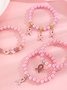 Breast Marker Real Gold Electroplated Pink Ribbon Women's Health Pearl Bracelet Necklace Set Ins Shambhala Jewelry
