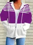 Women Spring/Fall Outerwear Casual Printing Striped Long Sleeve Hoodie Jacket
